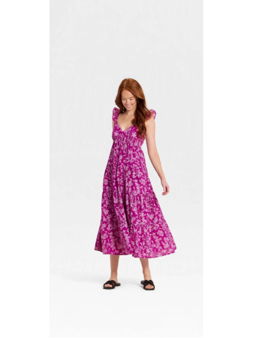 Women's Universal Thread Purple Print Ruffle Dress Size L - Picture 3 of 7